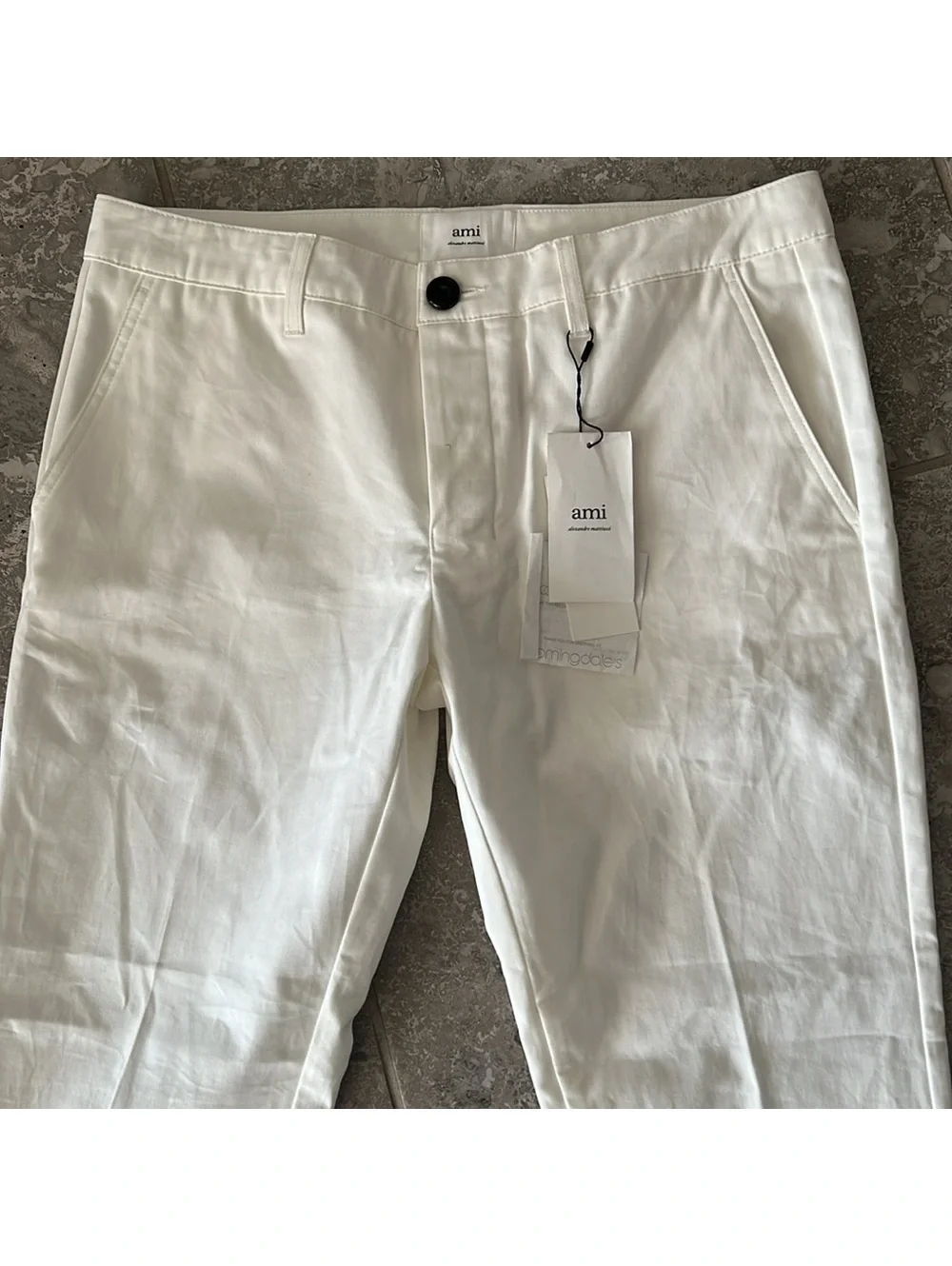 AMI Alexandre Mattiussi Straight-Fit Trousers Pants in Off-White, Size L, NEW_5